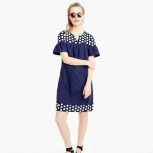 J CREW navy-blue and white bell sleeve dress
